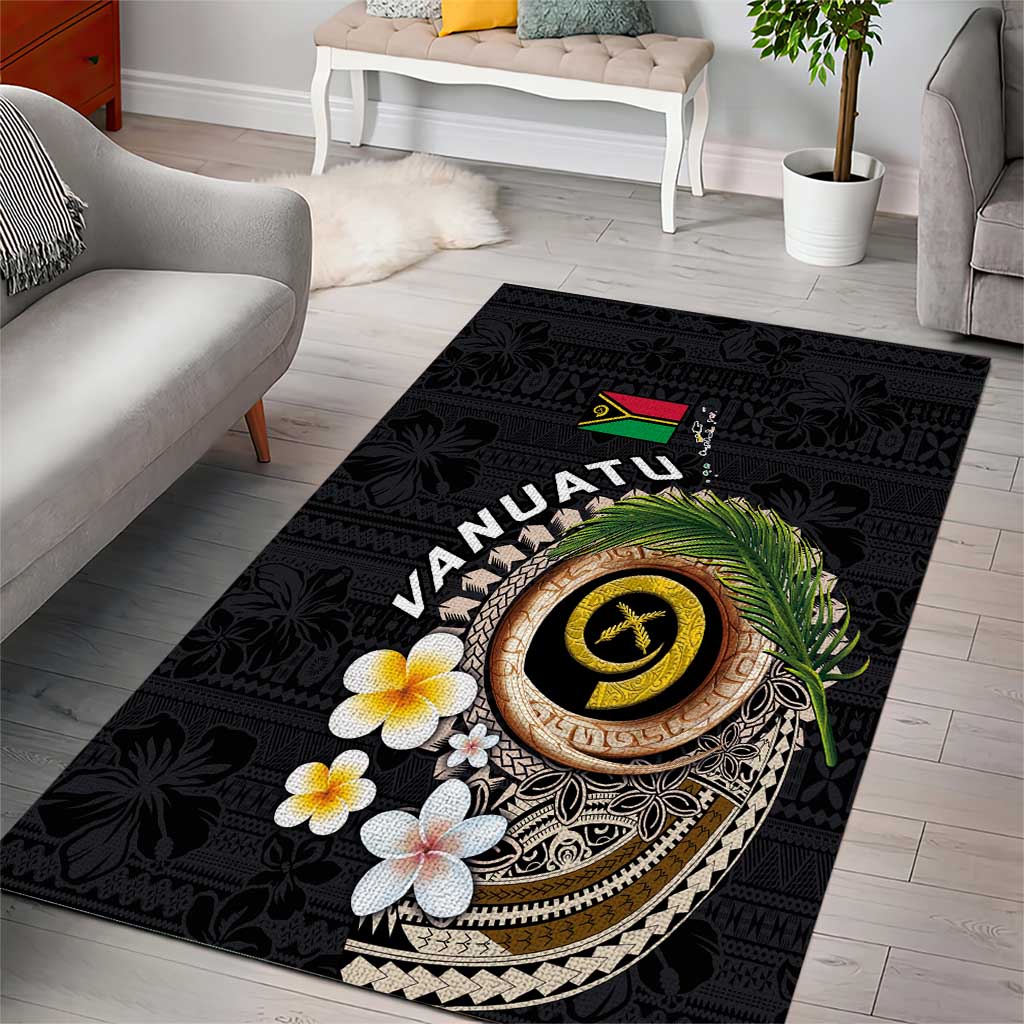 Vanuatu Independence Day Area Rug Melanesian Tribal Pig Tusk with Tropical Plants