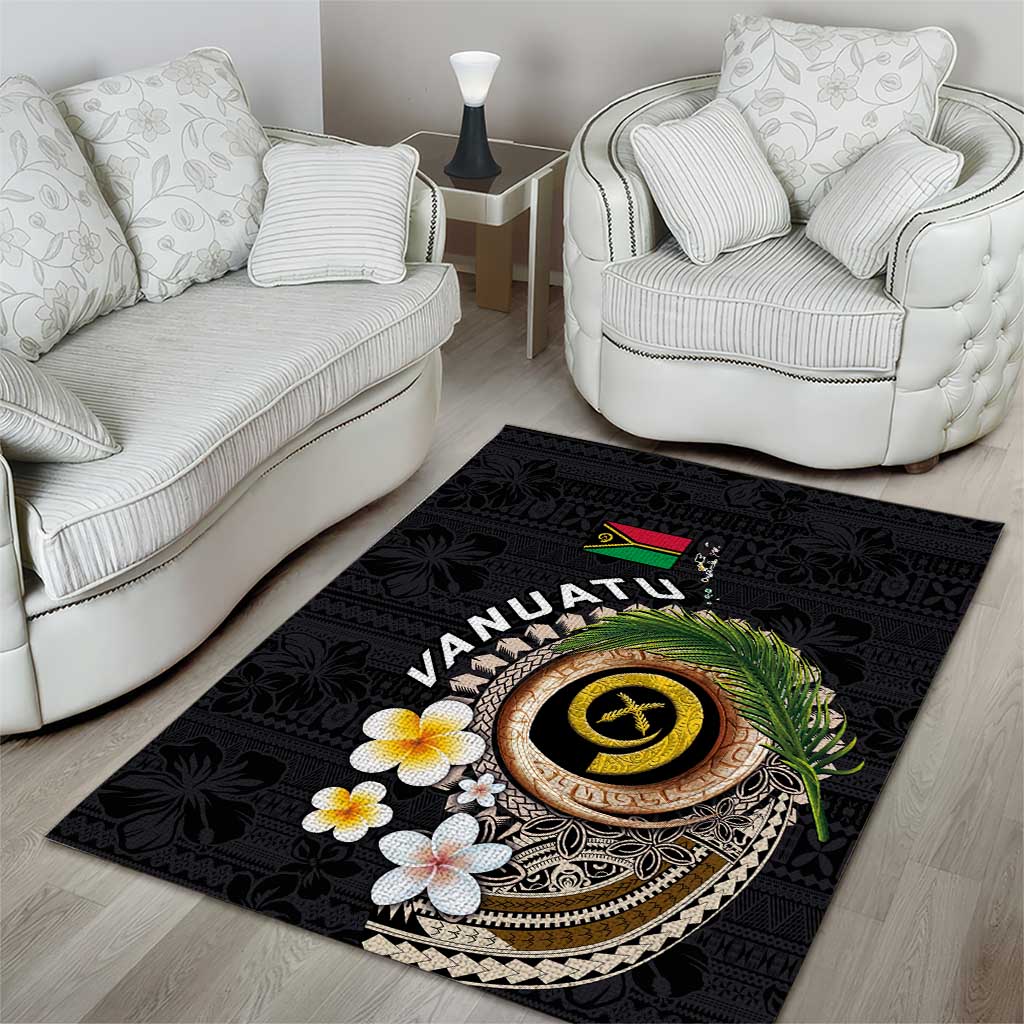 Vanuatu Independence Day Area Rug Melanesian Tribal Pig Tusk with Tropical Plants