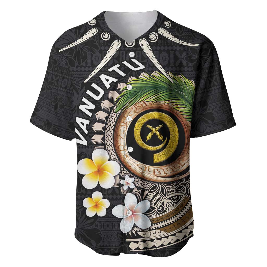 Vanuatu Independence Day Baseball Jersey Melanesian Tribal Pig Tusk with Tropical Plants