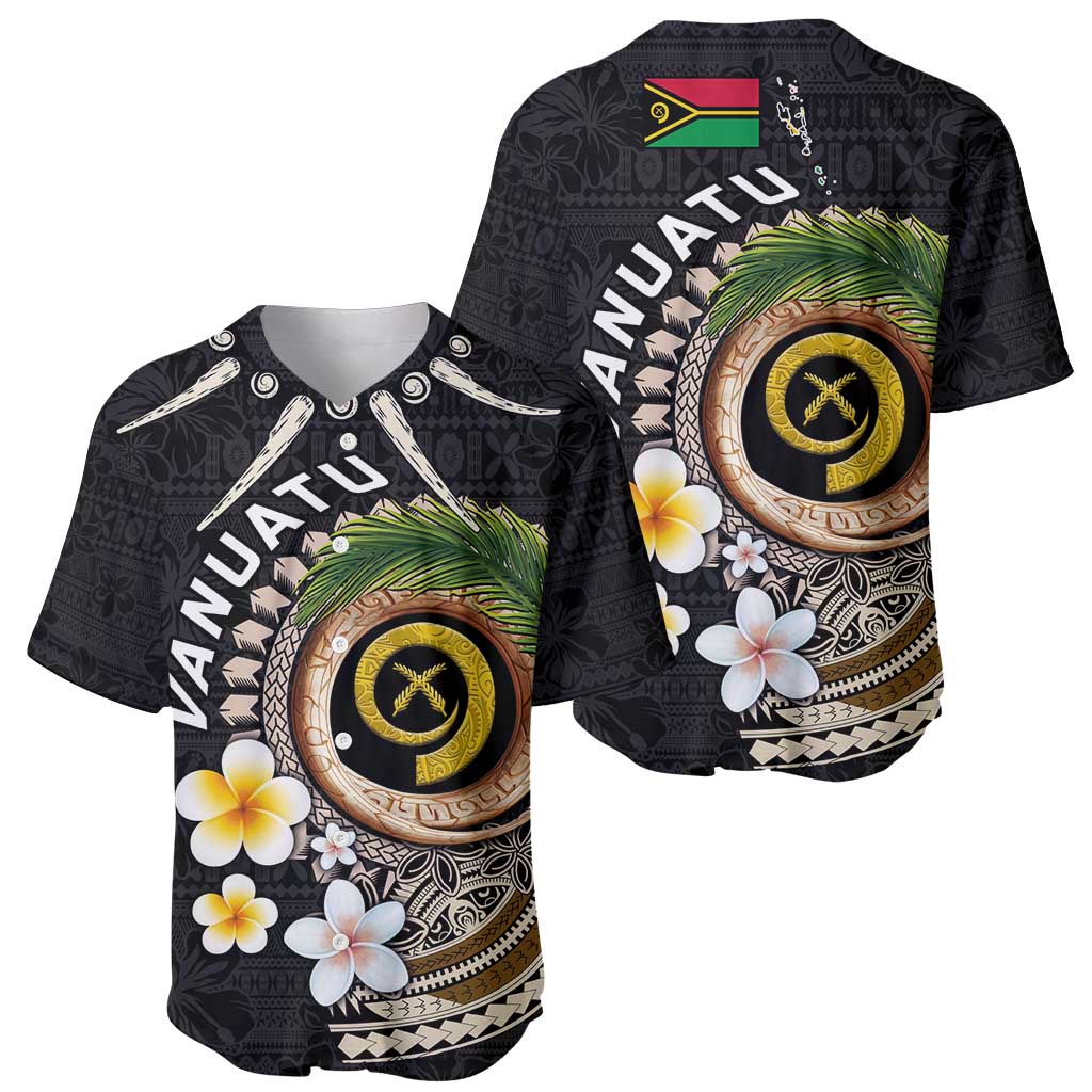 Vanuatu Independence Day Baseball Jersey Melanesian Tribal Pig Tusk with Tropical Plants