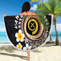 Vanuatu Independence Day Beach Blanket Melanesian Tribal Pig Tusk with Tropical Plants