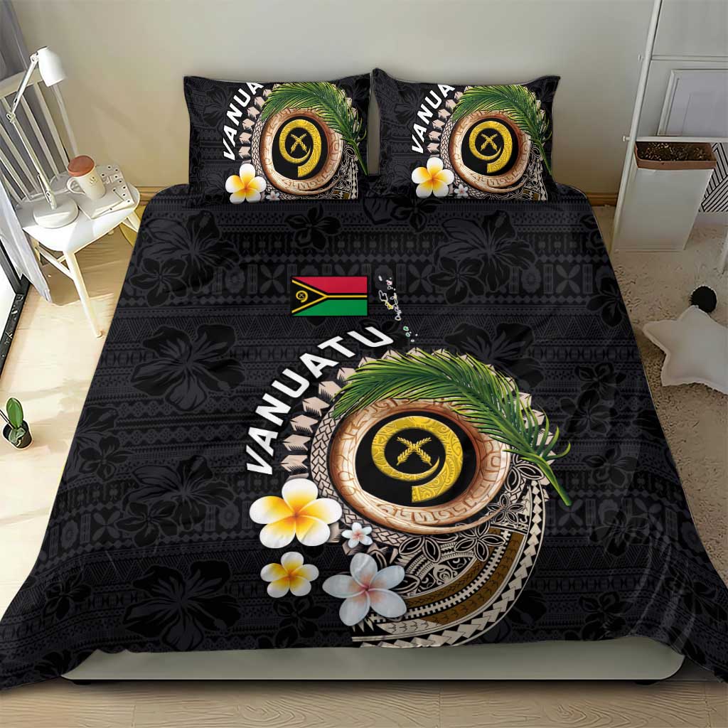 Vanuatu Independence Day Bedding Set Melanesian Tribal Pig Tusk with Tropical Plants