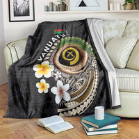 Vanuatu Independence Day Blanket Melanesian Tribal Pig Tusk with Tropical Plants