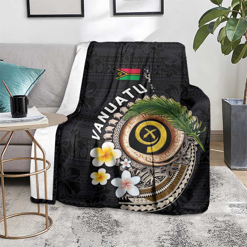 Vanuatu Independence Day Blanket Melanesian Tribal Pig Tusk with Tropical Plants