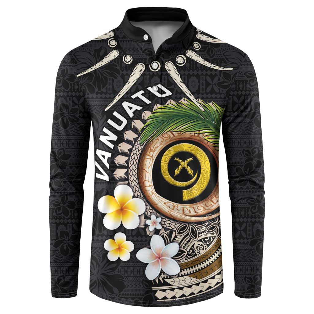 Vanuatu Independence Day Button Sweatshirt Melanesian Tribal Pig Tusk with Tropical Plants