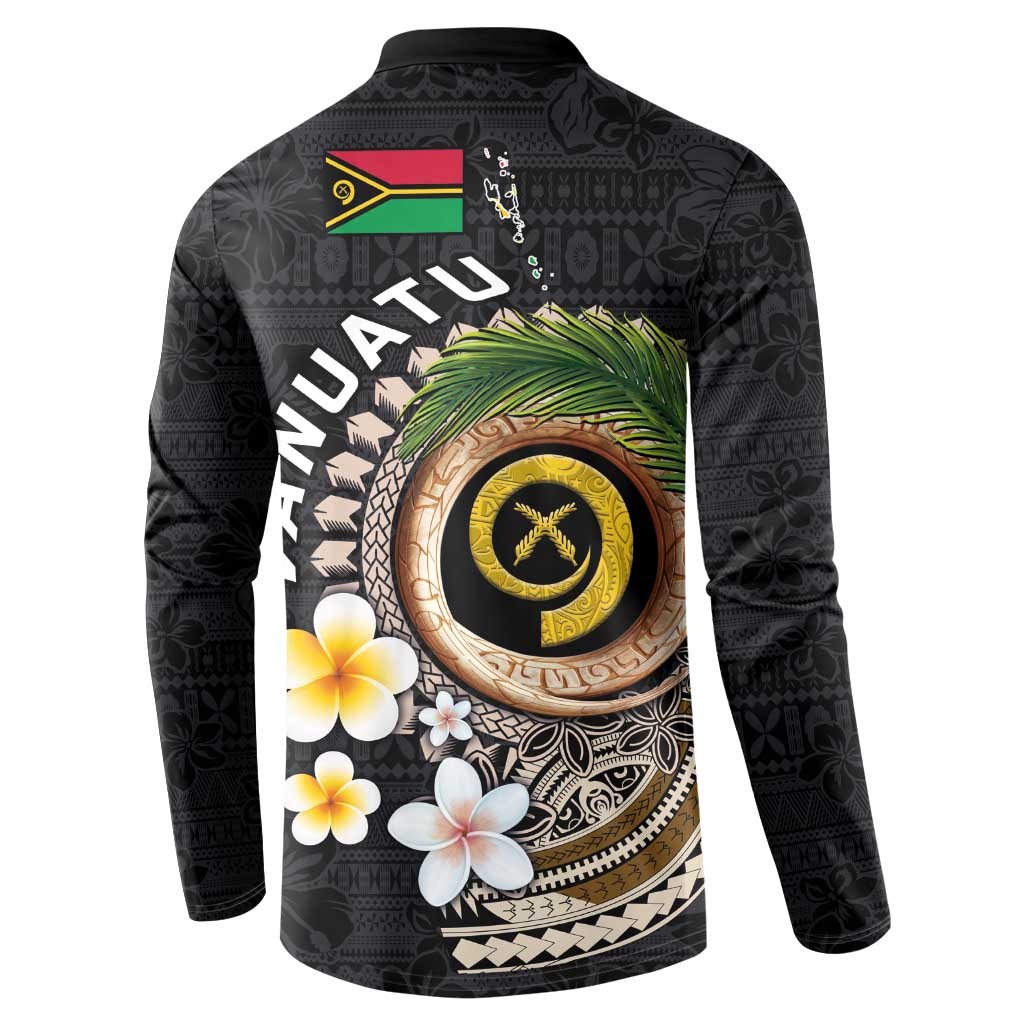 Vanuatu Independence Day Button Sweatshirt Melanesian Tribal Pig Tusk with Tropical Plants