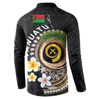 Vanuatu Independence Day Button Sweatshirt Melanesian Tribal Pig Tusk with Tropical Plants