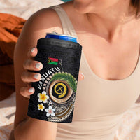 Vanuatu Independence Day 4 in 1 Can Cooler Tumbler Melanesian Tribal Pig Tusk with Tropical Plants