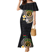 Vanuatu Independence Day Family Matching Mermaid Dress and Hawaiian Shirt Melanesian Tribal Pig Tusk with Tropical Plants