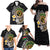 Vanuatu Independence Day Family Matching Off Shoulder Maxi Dress and Hawaiian Shirt Melanesian Tribal Pig Tusk with Tropical Plants