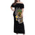 Vanuatu Independence Day Family Matching Off Shoulder Maxi Dress and Hawaiian Shirt Melanesian Tribal Pig Tusk with Tropical Plants