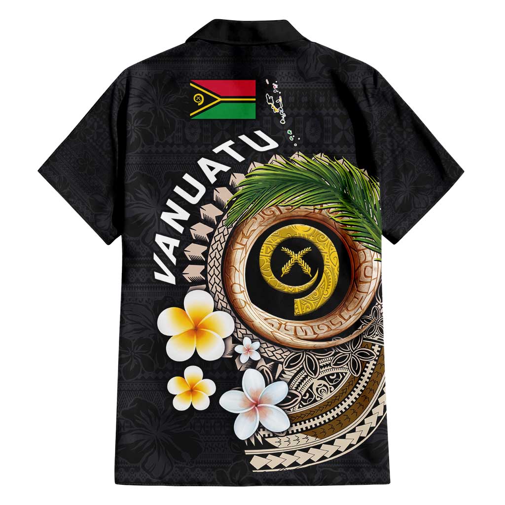 Vanuatu Independence Day Family Matching Off Shoulder Short Dress and Hawaiian Shirt Melanesian Tribal Pig Tusk with Tropical Plants LT03 - Polynesian Pride