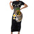 Vanuatu Independence Day Family Matching Short Sleeve Bodycon Dress and Hawaiian Shirt Melanesian Tribal Pig Tusk with Tropical Plants