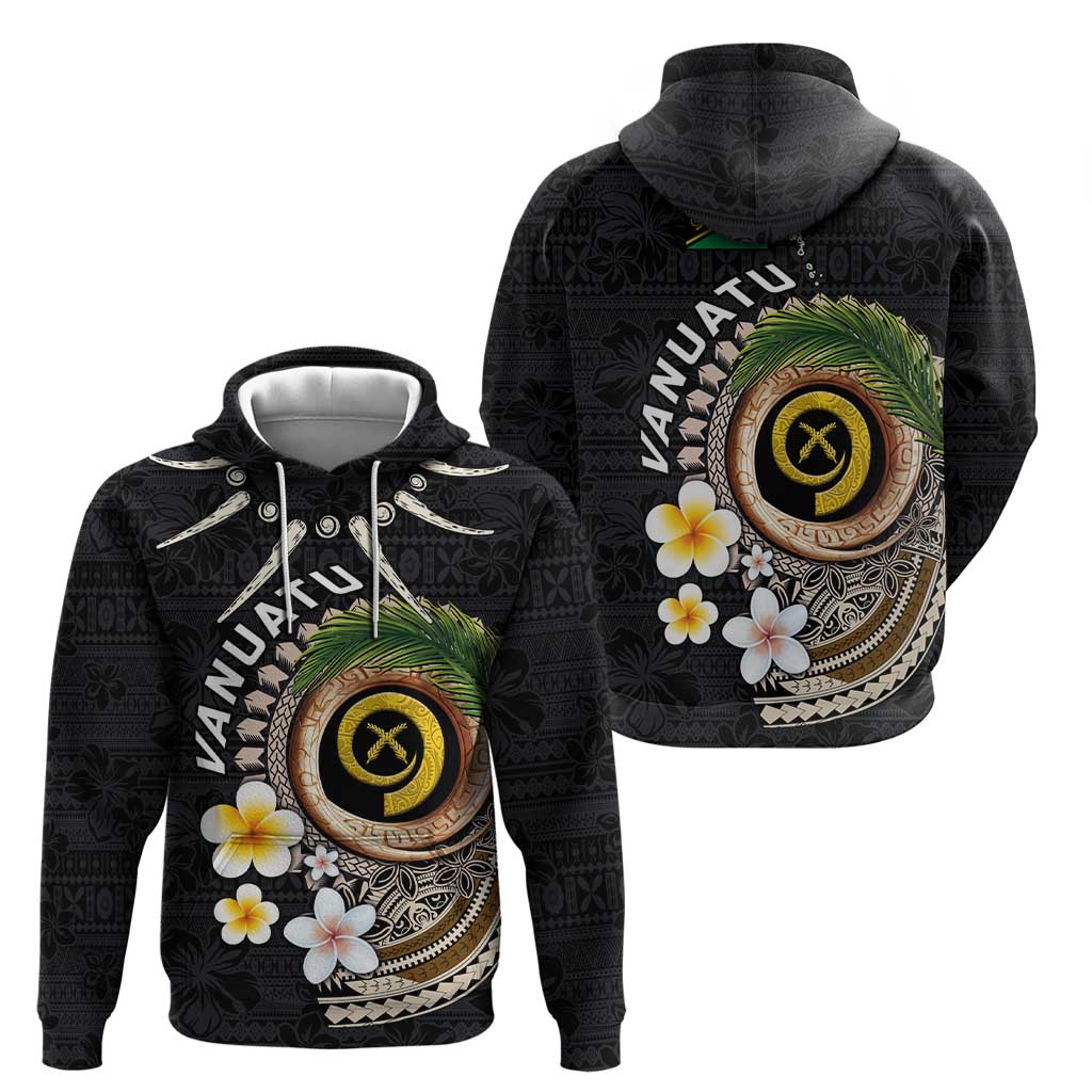 Vanuatu Independence Day Hoodie Melanesian Tribal Pig Tusk with Tropical Plants