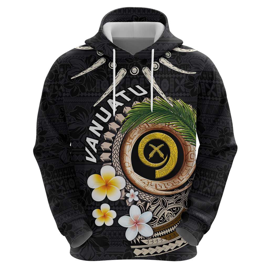 Vanuatu Independence Day Hoodie Melanesian Tribal Pig Tusk with Tropical Plants