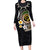Vanuatu Independence Day Long Sleeve Bodycon Dress Melanesian Tribal Pig Tusk with Tropical Plants