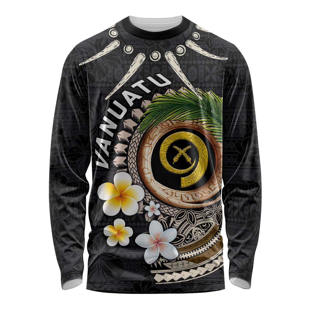 Vanuatu Independence Day Long Sleeve Shirt Melanesian Tribal Pig Tusk with Tropical Plants