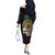 Vanuatu Independence Day Off The Shoulder Long Sleeve Dress Melanesian Tribal Pig Tusk with Tropical Plants