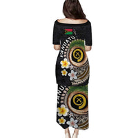 Vanuatu Independence Day Puletasi Melanesian Tribal Pig Tusk with Tropical Plants