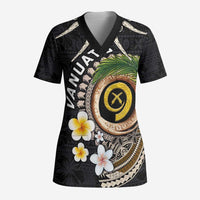 Vanuatu Independence Day Scrub Top Melanesian Tribal Pig Tusk with Tropical Plants - Polynesian Pride