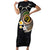 Vanuatu Independence Day Short Sleeve Bodycon Dress Melanesian Tribal Pig Tusk with Tropical Plants