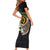 Vanuatu Independence Day Short Sleeve Bodycon Dress Melanesian Tribal Pig Tusk with Tropical Plants