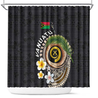 Vanuatu Independence Day Shower Curtain Melanesian Tribal Pig Tusk with Tropical Plants