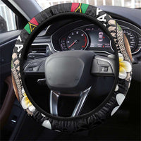 Vanuatu Independence Day Steering Wheel Cover Melanesian Tribal Pig Tusk with Tropical Plants