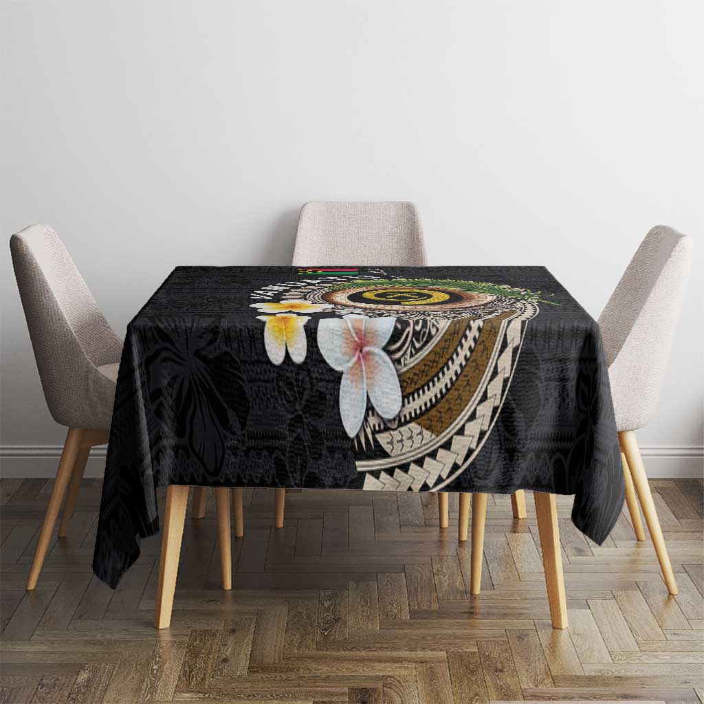 Vanuatu Independence Day Tablecloth Melanesian Tribal Pig Tusk with Tropical Plants