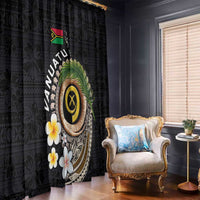 Vanuatu Independence Day Window Curtain Melanesian Tribal Pig Tusk with Tropical Plants
