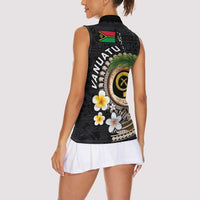 Vanuatu Independence Day Women Sleeveless Polo Shirt Melanesian Tribal Pig Tusk with Tropical Plants