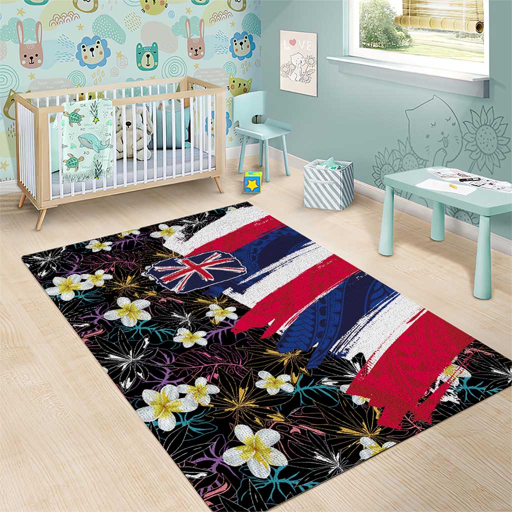Hawaiian Flag Day Area Rug Tropical Flowers and Leaves