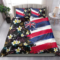 Hawaiian Flag Day Bedding Set Tropical Flowers and Leaves