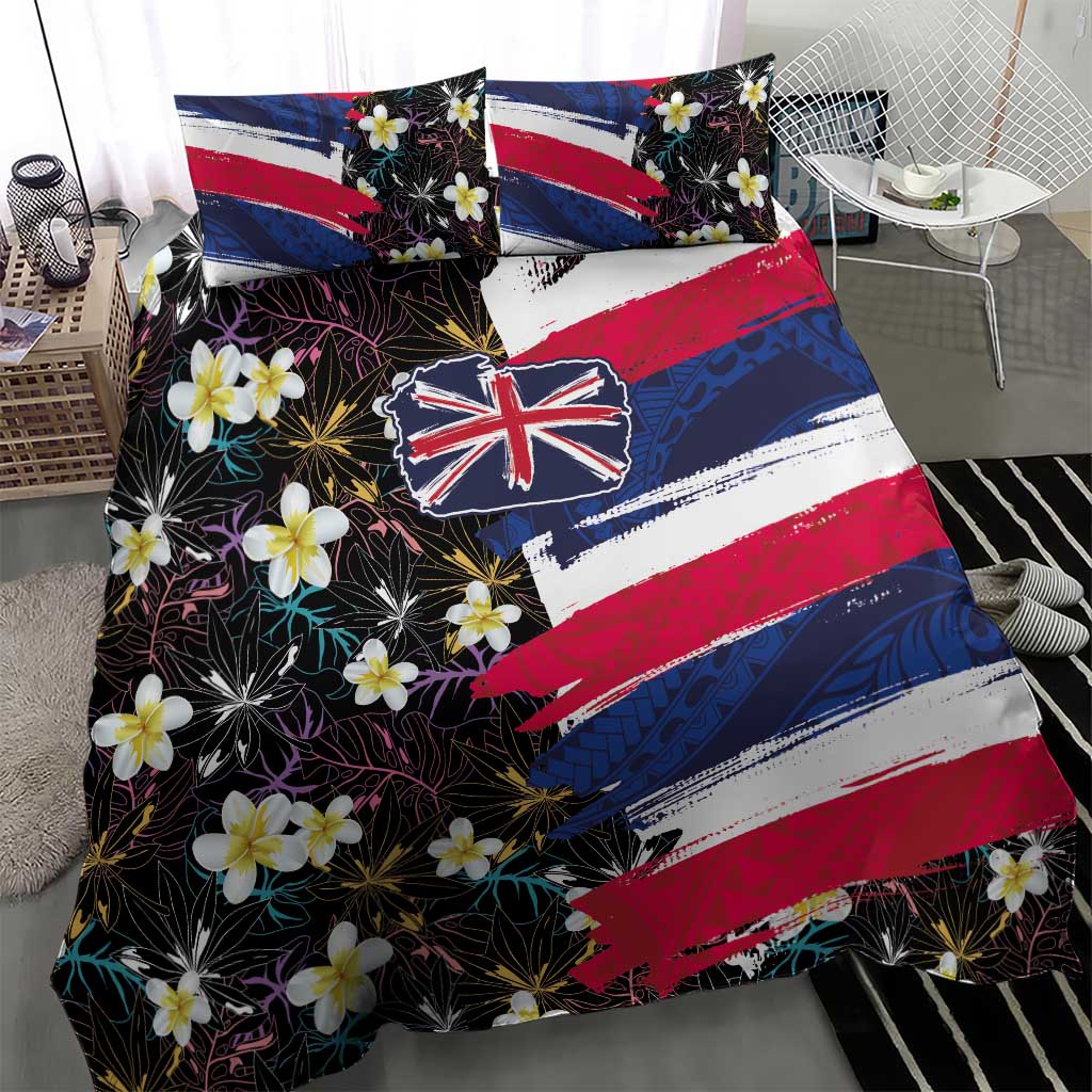 Hawaiian Flag Day Bedding Set Tropical Flowers and Leaves