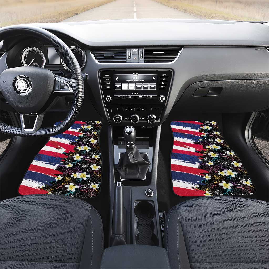 Hawaiian Flag Day Car Mats Tropical Flowers and Leaves