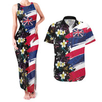 Hawaiian Flag Day Couples Matching Tank Maxi Dress and Hawaiian Shirt Tropical Flowers and Leaves LT03 Black - Polynesian Pride