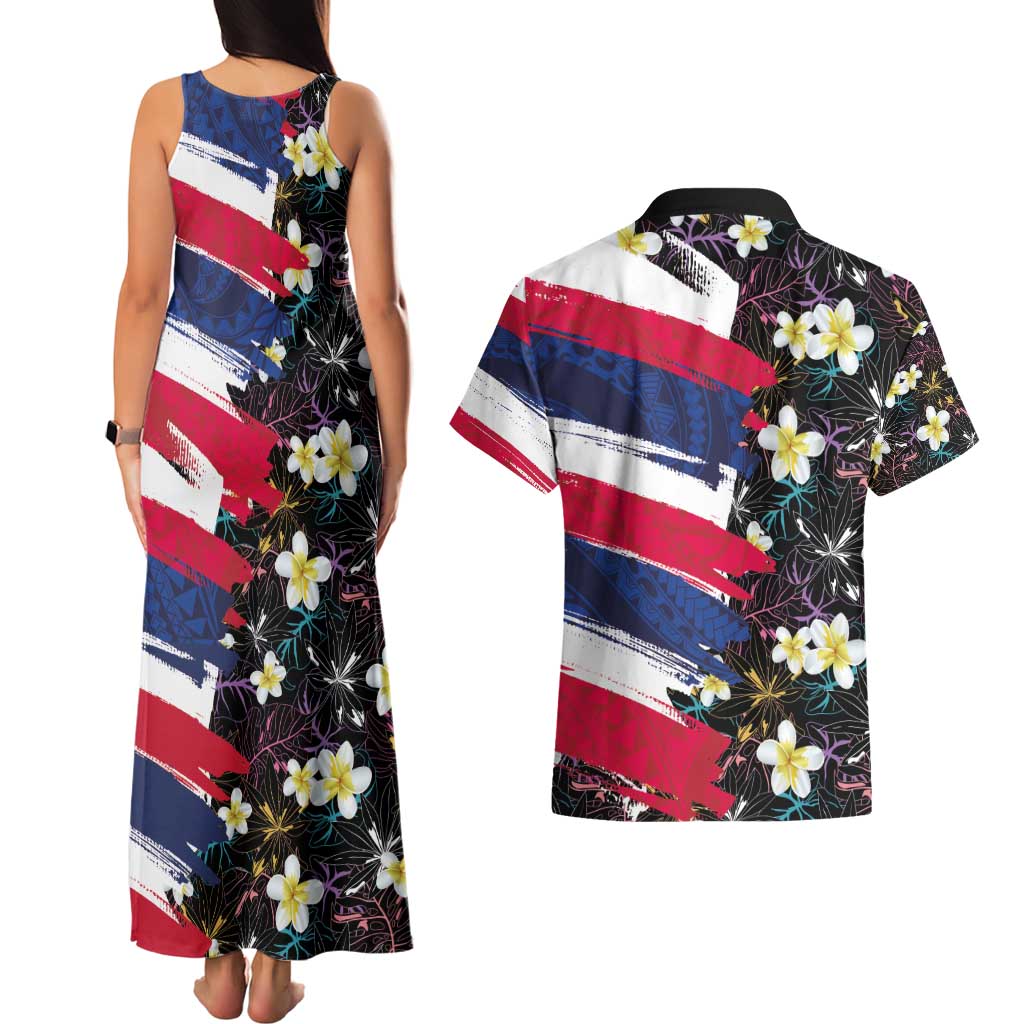 Hawaiian Flag Day Couples Matching Tank Maxi Dress and Hawaiian Shirt Tropical Flowers and Leaves LT03 - Polynesian Pride
