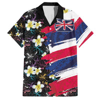 Hawaiian Flag Day Family Matching Long Sleeve Bodycon Dress and Hawaiian Shirt Tropical Flowers and Leaves LT03 Dad's Shirt - Short Sleeve Black - Polynesian Pride