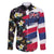 Hawaiian Flag Day Family Matching Long Sleeve Bodycon Dress and Hawaiian Shirt Tropical Flowers and Leaves