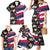 Hawaiian Flag Day Family Matching Mermaid Dress and Hawaiian Shirt Tropical Flowers and Leaves