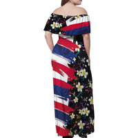 Hawaiian Flag Day Family Matching Off Shoulder Maxi Dress and Hawaiian Shirt Tropical Flowers and Leaves LT03 - Polynesian Pride