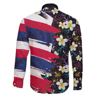 Hawaiian Flag Day Family Matching Off Shoulder Short Dress and Hawaiian Shirt Tropical Flowers and Leaves LT03 - Polynesian Pride