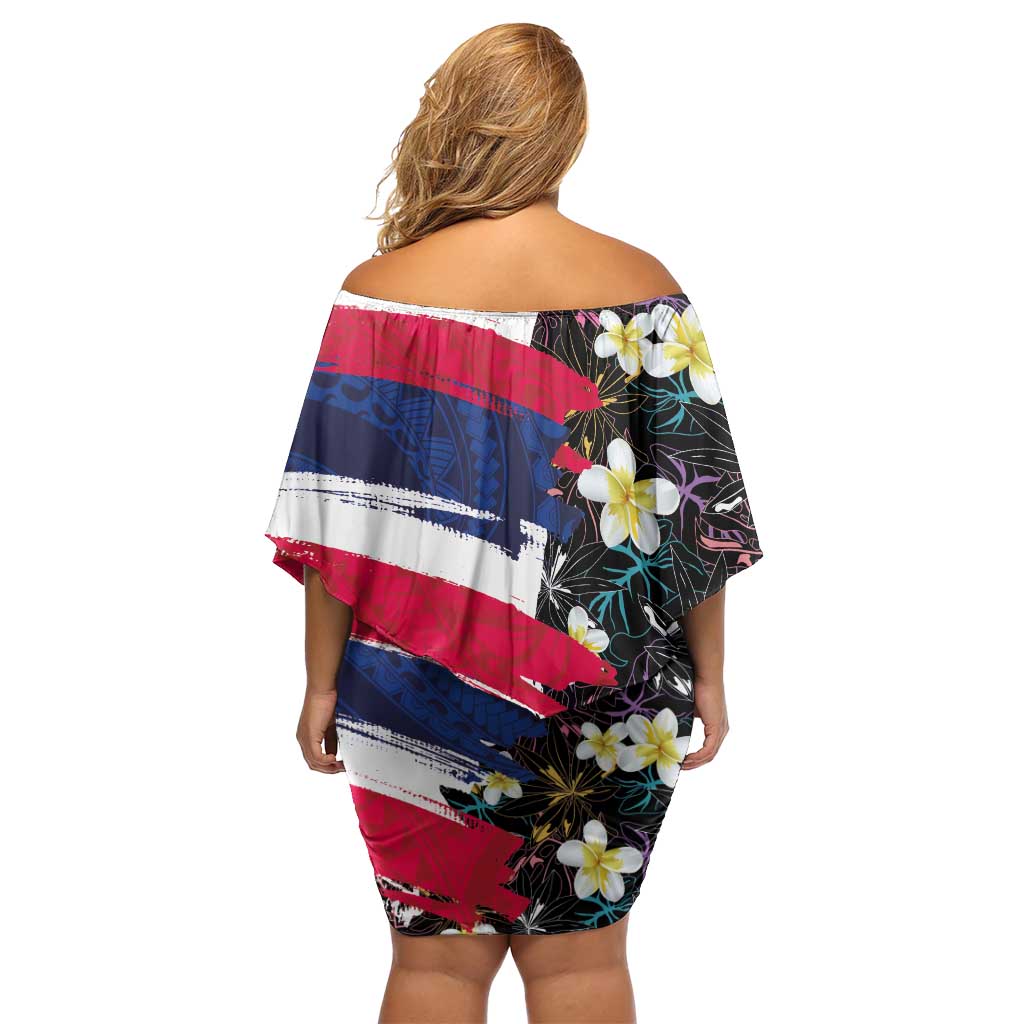 Hawaiian Flag Day Family Matching Off Shoulder Short Dress and Hawaiian Shirt Tropical Flowers and Leaves LT03 - Polynesian Pride