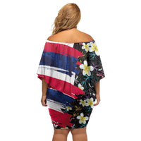 Hawaiian Flag Day Family Matching Off Shoulder Short Dress and Hawaiian Shirt Tropical Flowers and Leaves LT03 - Polynesian Pride