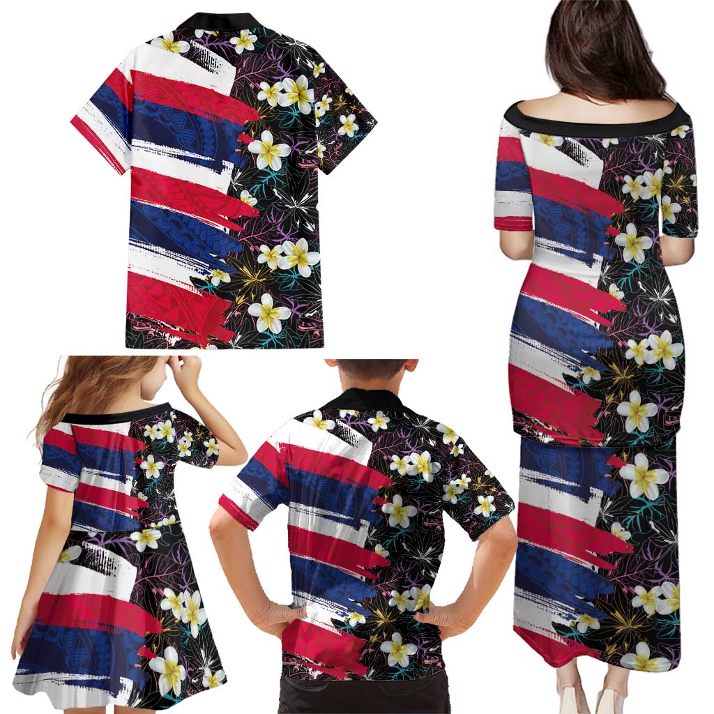Hawaiian Flag Day Family Matching Puletasi and Hawaiian Shirt Tropical Flowers and Leaves LT03 - Polynesian Pride