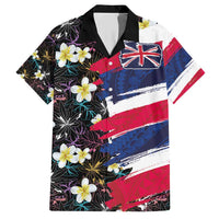 Hawaiian Flag Day Family Matching Short Sleeve Bodycon Dress and Hawaiian Shirt Tropical Flowers and Leaves LT03 Dad's Shirt - Short Sleeve Black - Polynesian Pride