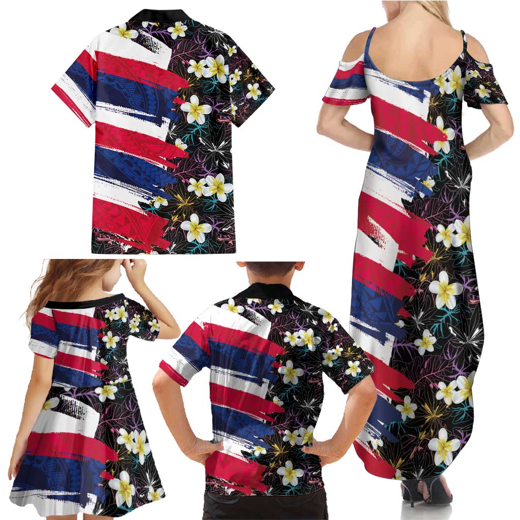Hawaiian Flag Day Family Matching Summer Maxi Dress and Hawaiian Shirt Tropical Flowers and Leaves LT03 - Polynesian Pride