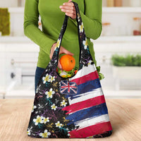 Hawaiian Flag Day Grocery Bag Tropical Flowers and Leaves