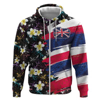 Hawaiian Flag Day Hoodie Tropical Flowers and Leaves