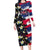 Hawaiian Flag Day Long Sleeve Bodycon Dress Tropical Flowers and Leaves